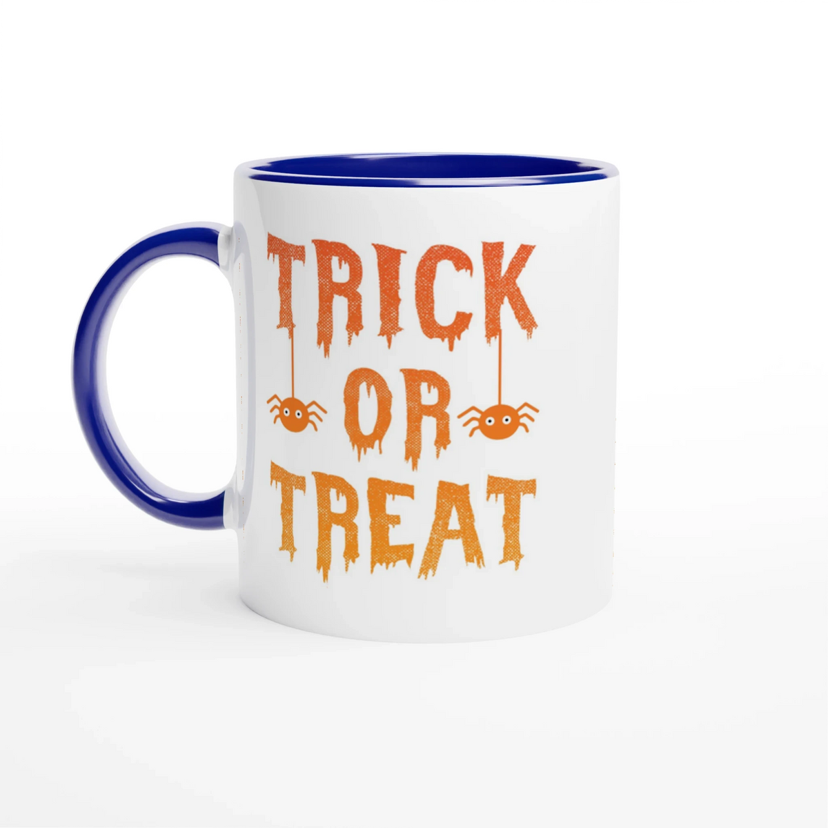 Trick or Treat Ceramic Mug – 11oz Glossy White with Coloured Accent