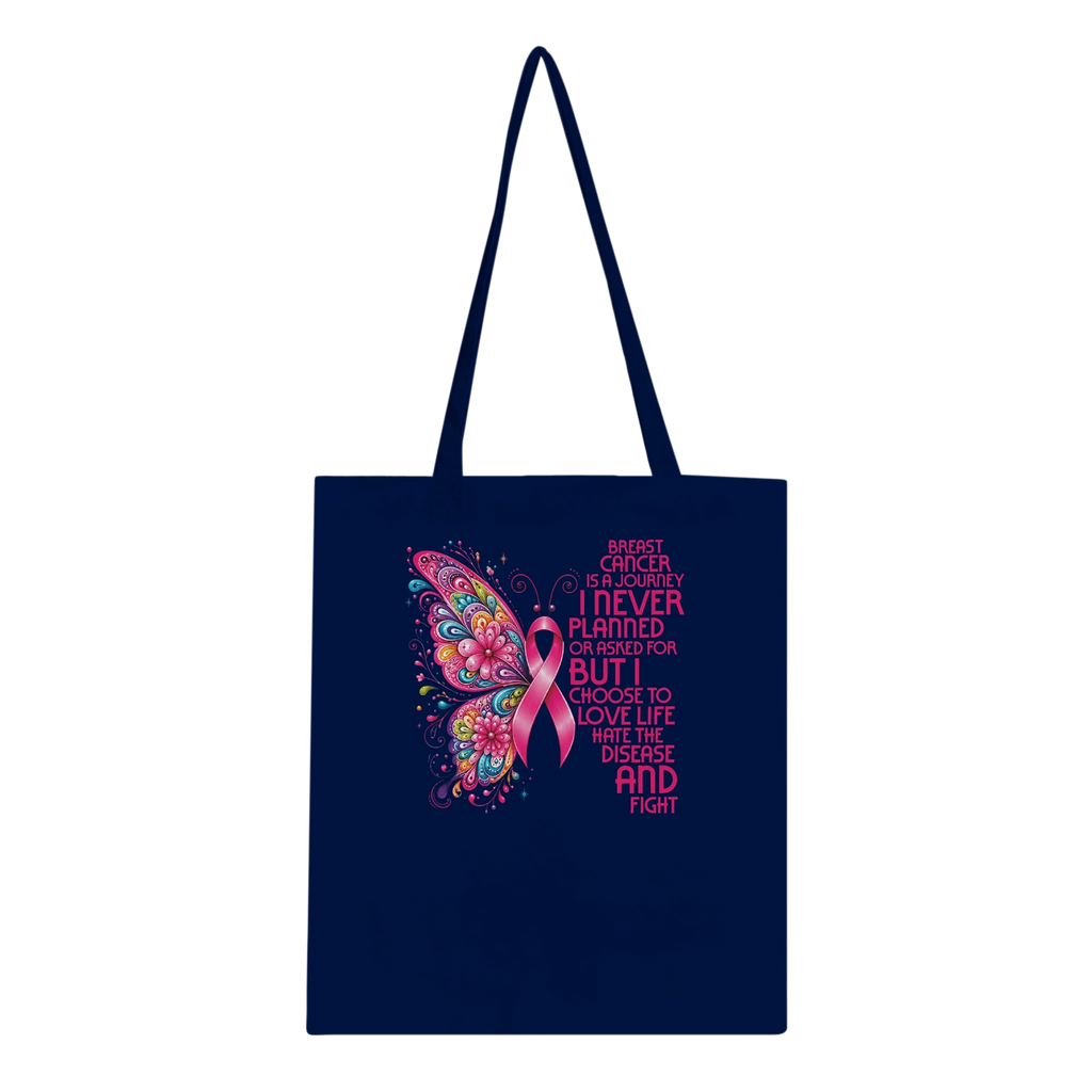 Butterfly Breast Cancer Awareness Tote Bag – Eco-Friendly Cotton Tote