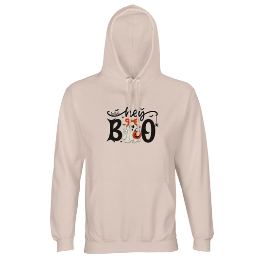 Hey Boo Halloween Unisex Hoodie – Sustainable Cotton Blend Pullover