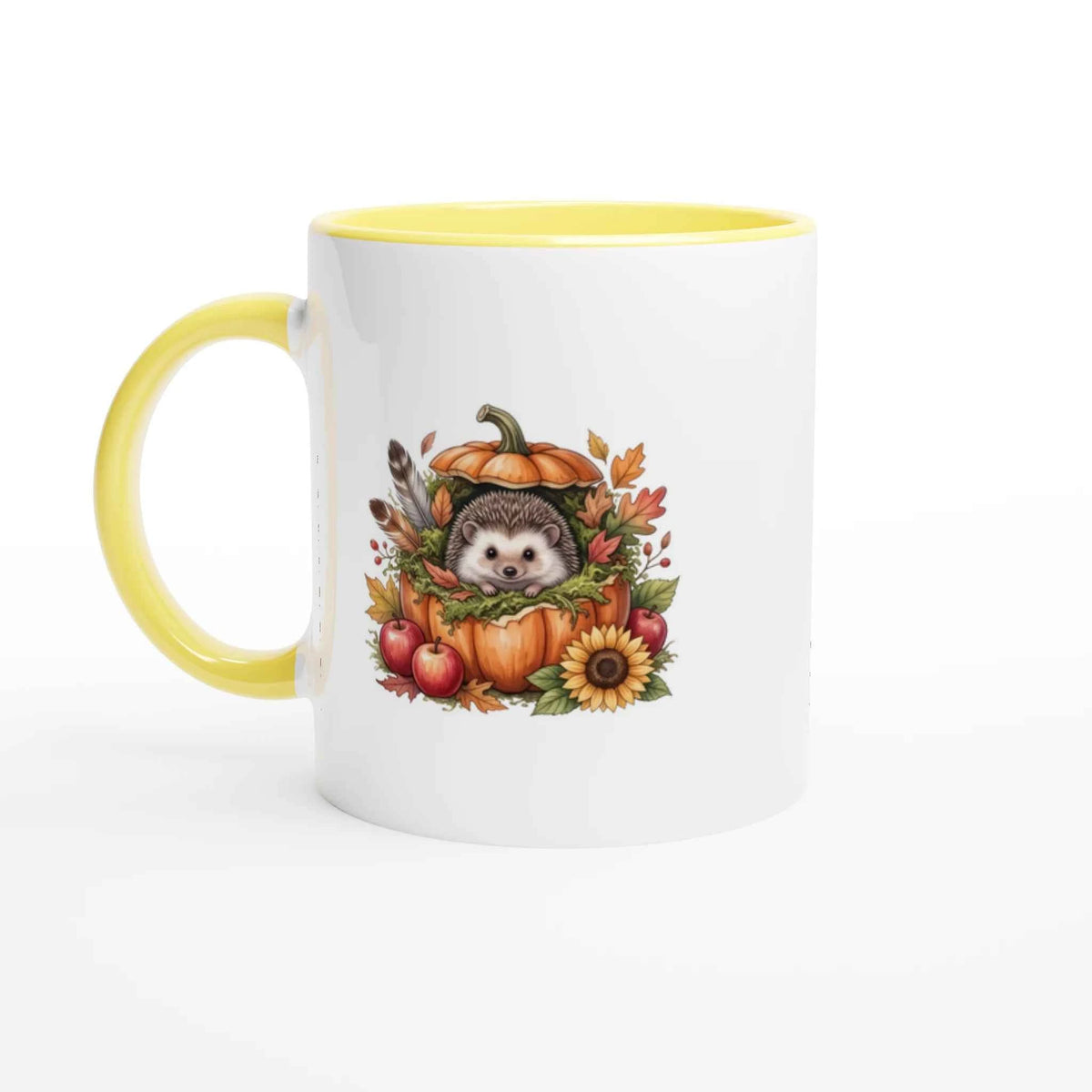 Woodland Autumn Ceramic Mug – 11 Seasonal Designs – 11oz Coloured Rim & Handle