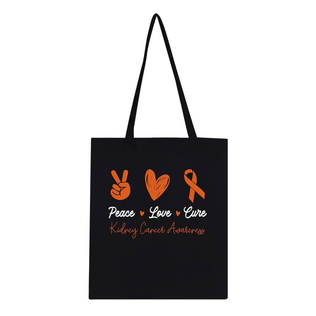 Peace Love Cure Kidney Cancer Awareness Tote Bag – Eco-Friendly 100% Cotton