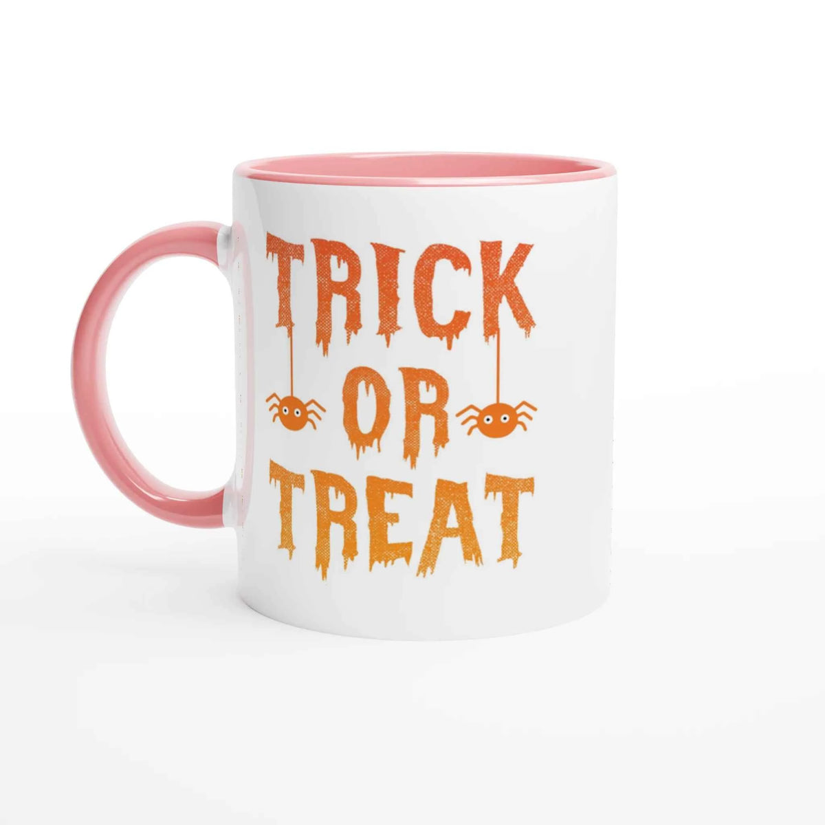 Trick or Treat Ceramic Mug – 11oz Glossy White with Coloured Accent