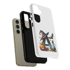 Halloween Witch Initial Phone Case - Letter A Pumpkin, Bat & Potion Cute Fall Phone Cover
