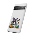 Halloween Witch Initial Phone Case - Letter A Pumpkin, Bat & Potion Cute Fall Phone Cover