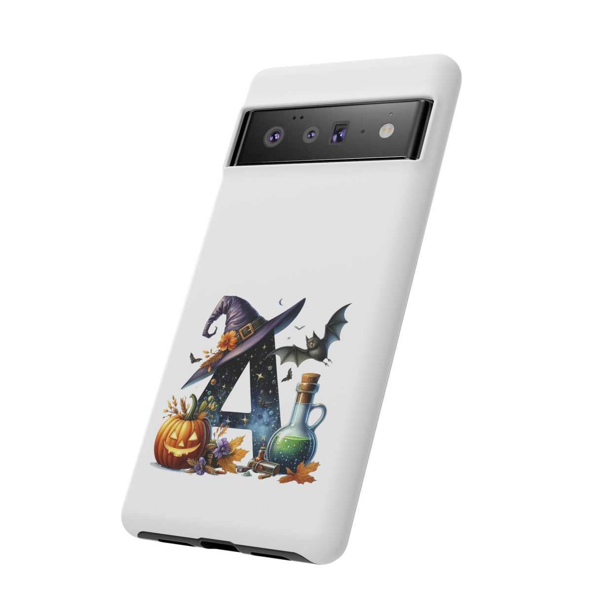 Halloween Witch Initial Phone Case - Letter A Pumpkin, Bat & Potion Cute Fall Phone Cover