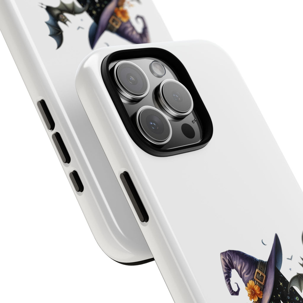 Halloween Witch Initial Phone Case - Letter A Pumpkin, Bat & Potion Cute Fall Phone Cover