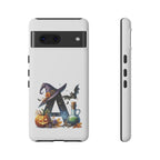 Halloween Witch Initial Phone Case - Letter A Pumpkin, Bat & Potion Cute Fall Phone Cover