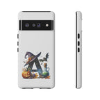 Halloween Witch Initial Phone Case - Letter A Pumpkin, Bat & Potion Cute Fall Phone Cover