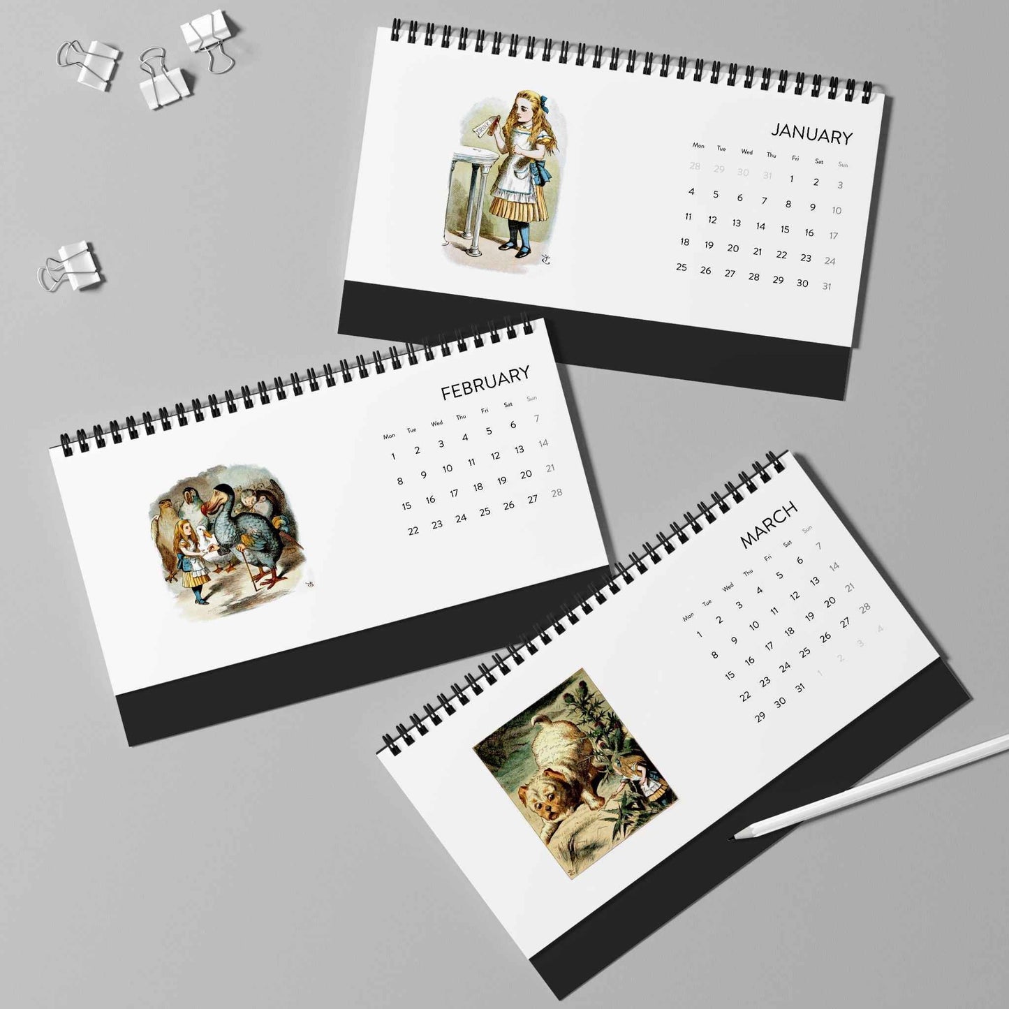 Alice in Wonderland 2027 Desk Calendar — Vintage Nursery Print Simplex
