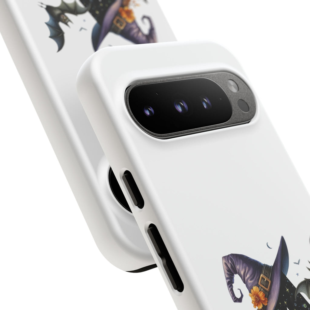 Halloween Witch Initial Phone Case - Letter A Pumpkin, Bat & Potion Cute Fall Phone Cover