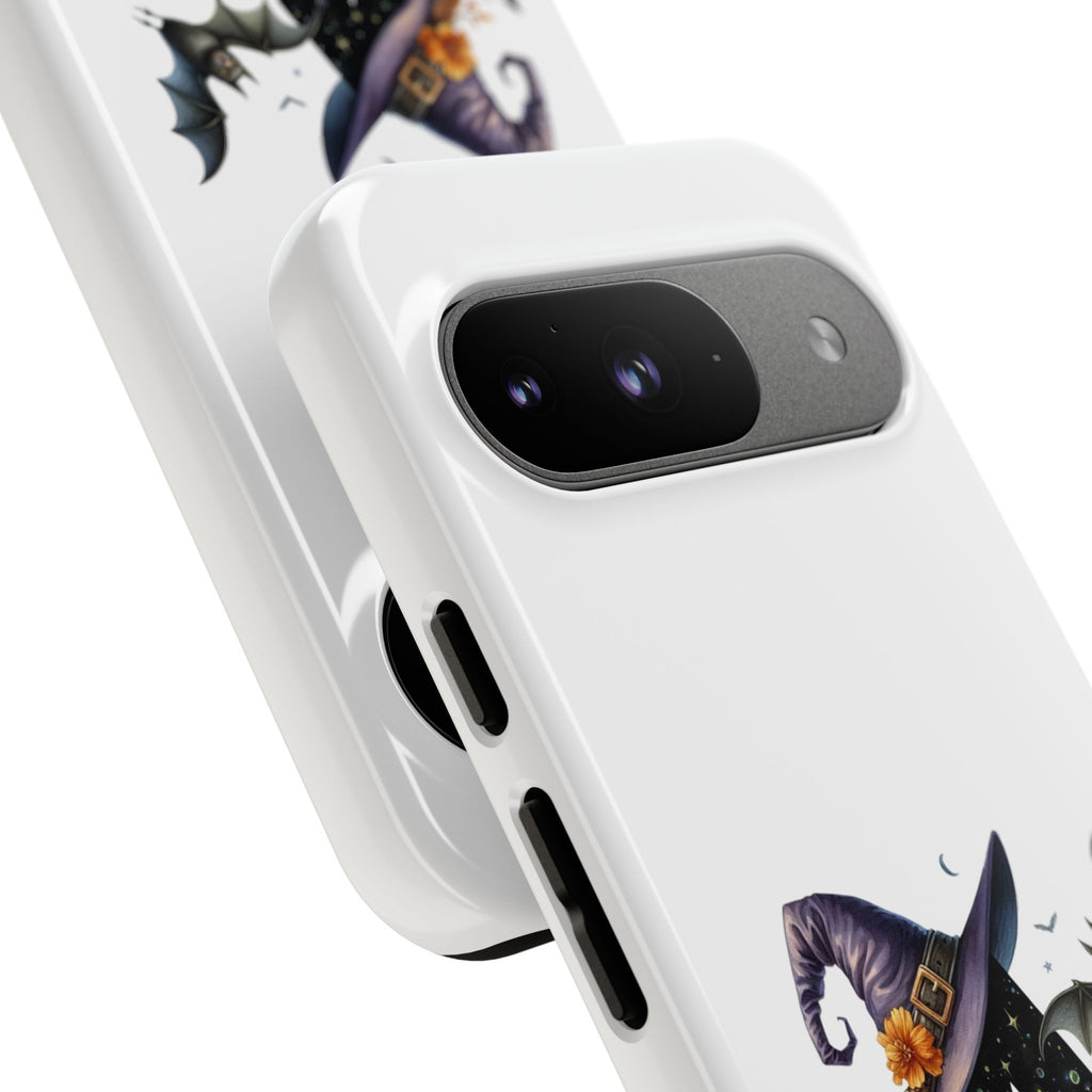 Halloween Witch Initial Phone Case - Letter A Pumpkin, Bat & Potion Cute Fall Phone Cover