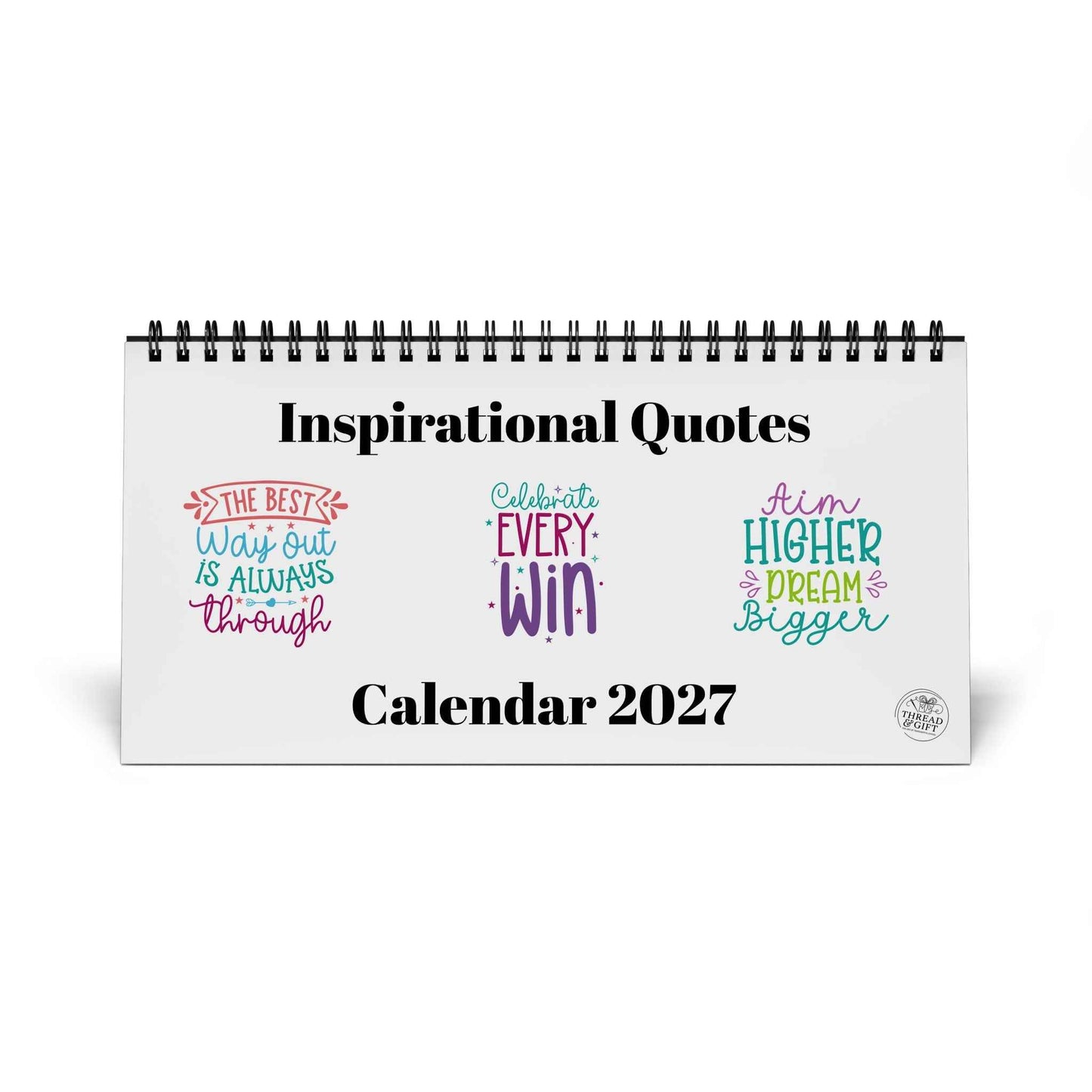 Inspirational Quotes Desk Calendar 2027 — Motivational Monthly Grid