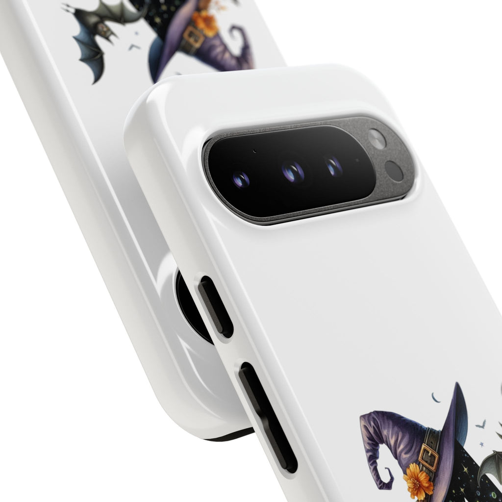 Halloween Witch Initial Phone Case - Letter A Pumpkin, Bat & Potion Cute Fall Phone Cover