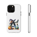 Halloween Witch Initial Phone Case - Letter A Pumpkin, Bat & Potion Cute Fall Phone Cover