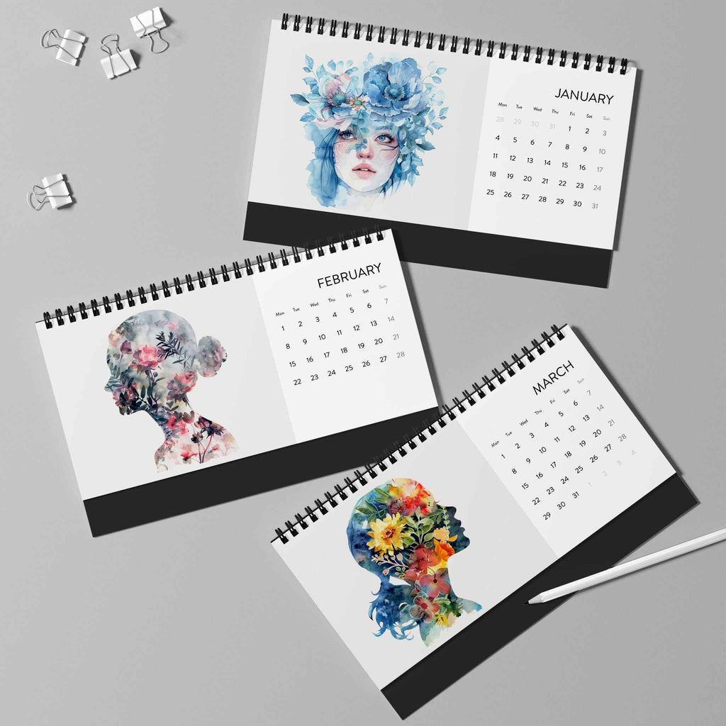 Flower Girl 2027 Desk Calendar — Simplex Spiral Desk Planner