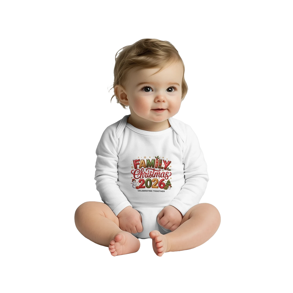 Family Christmas 2026 Baby Long Sleeve Bodysuit – Soft Cotton Onesie