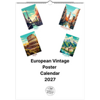 2027 European Vintage Scene Personalised Wall Calendar | Custom Date Printing
