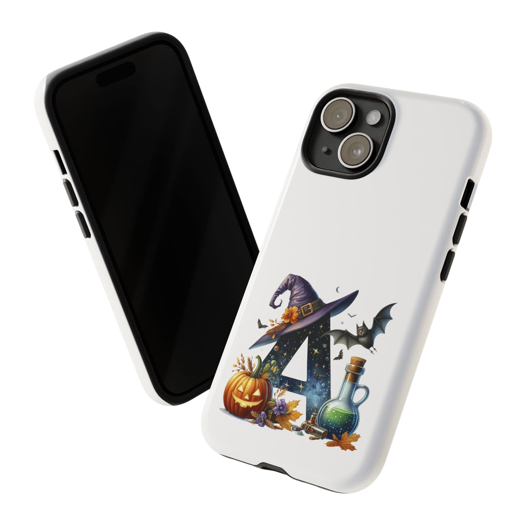 Halloween Witch Initial Phone Case - Letter A Pumpkin, Bat & Potion Cute Fall Phone Cover