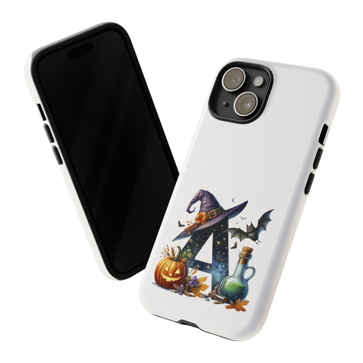 Halloween Witch Initial Phone Case - Letter A Pumpkin, Bat & Potion Cute Fall Phone Cover