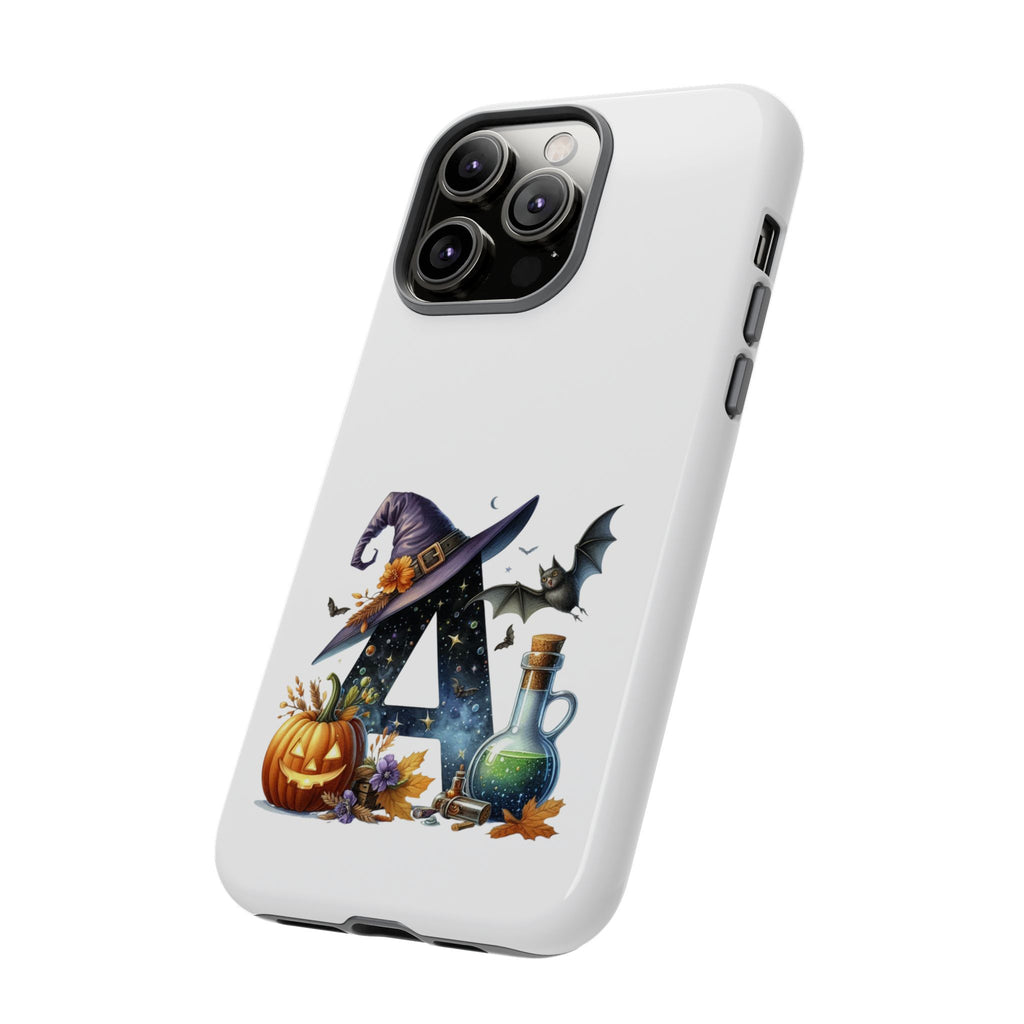 Halloween Witch Initial Phone Case - Letter A Pumpkin, Bat & Potion Cute Fall Phone Cover