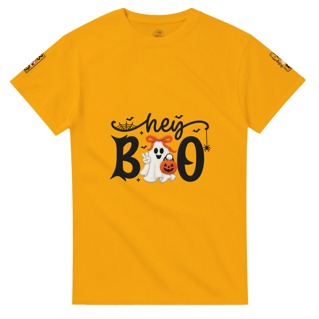 Hey Boo Halloween Graphic T-Shirt – Premium Heavyweight Cotton Tee