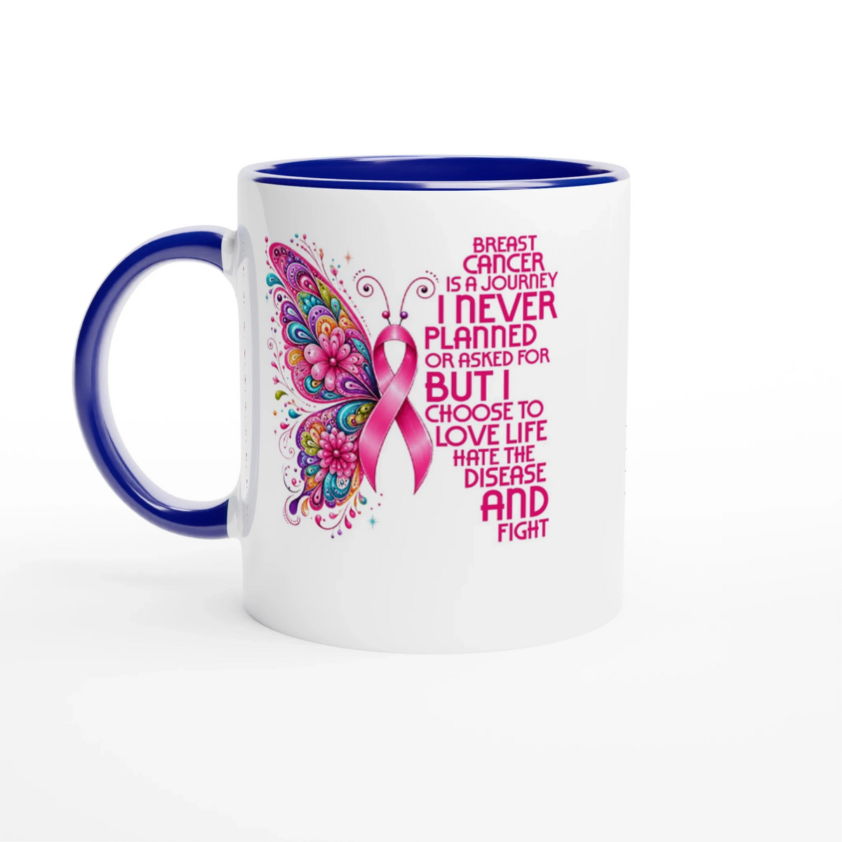 Breast Cancer Awareness Butterfly Ceramic Mug - 11oz Charity Design