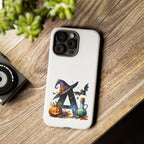 Halloween Witch Initial Phone Case - Letter A Pumpkin, Bat & Potion Cute Fall Phone Cover