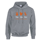 Peace, Love and Cure Kidney Cancer Awareness Unisex Pullover Hoodie