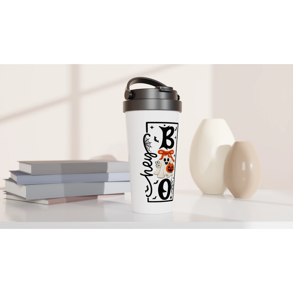 Hey Boo Stainless Steel Travel Mug – 15oz Insulated Leak-Proof Cup