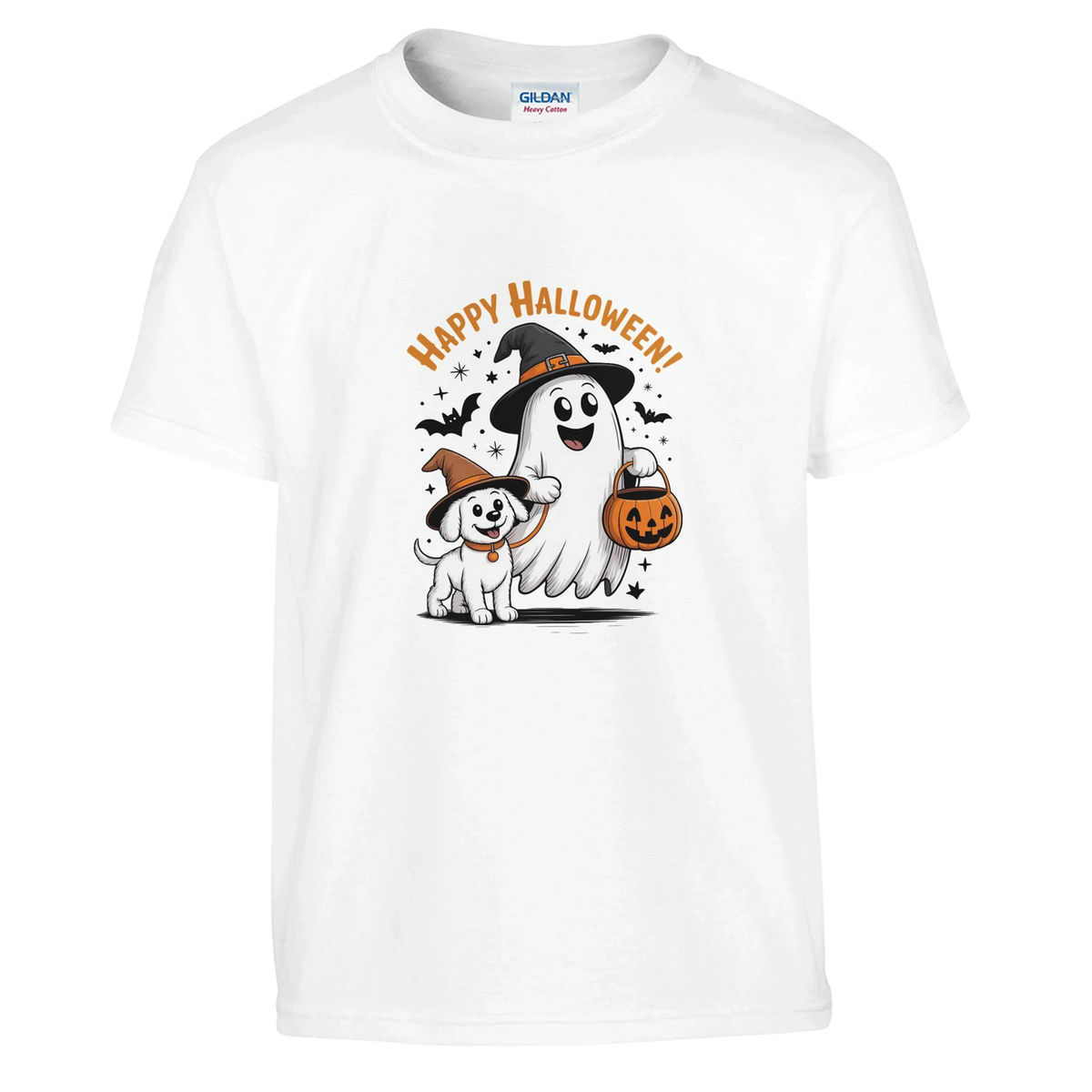 Kids Happy Halloween Spooky Dog T-Shirt - Comfortable Cotton Graphic Tee