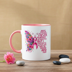 Breast Cancer Awareness Butterfly Ceramic Mug - 11oz Charity Design