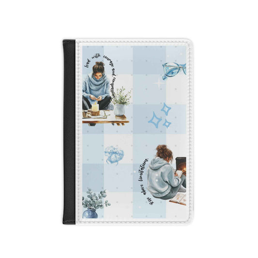 Cozy Blue Traveller Passport Cover — "Live with Curiosity" Illustrated Passport Holder