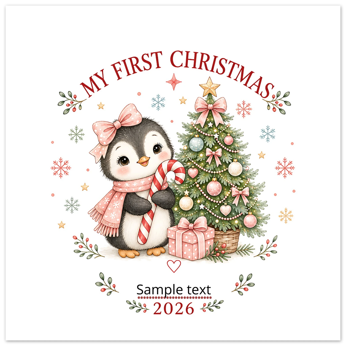 Personalised 'My First Christmas' Penguin Glass Ornament