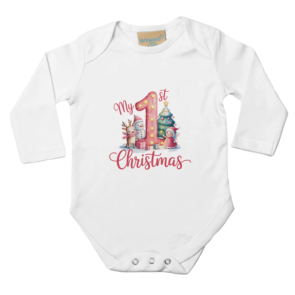My 1st Christmas Long Sleeve Baby Bodysuit – Premium Cotton Festive Onesie