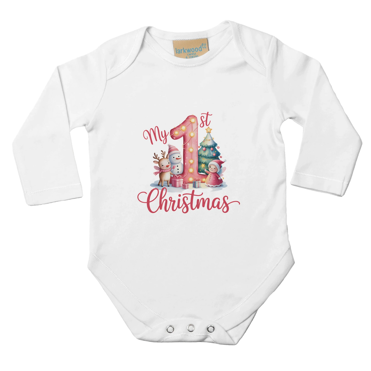 My 1st Christmas Long Sleeve Baby Bodysuit – Premium Cotton Festive Onesie