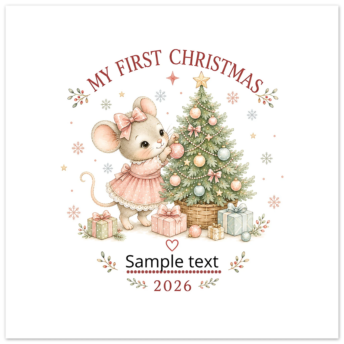 Personalised 'My First Christmas' Mouse Glass Ornament – Custom Festive Keepsake