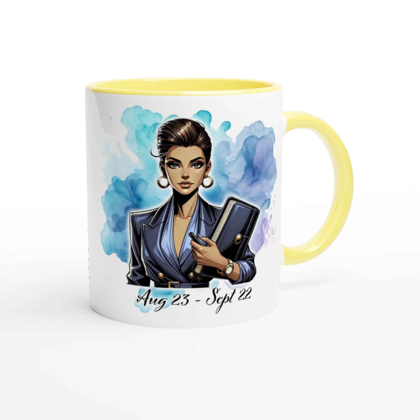 Zodiac Star Sign Ceramic Mug – Custom Coloured Rim and Handle