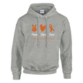 Peace, Love and Cure Kidney Cancer Awareness Unisex Pullover Hoodie
