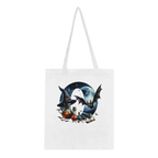 Halloween Alphabet Letter Cotton Tote Bag - Custom Initial Spooky Canvas Bag