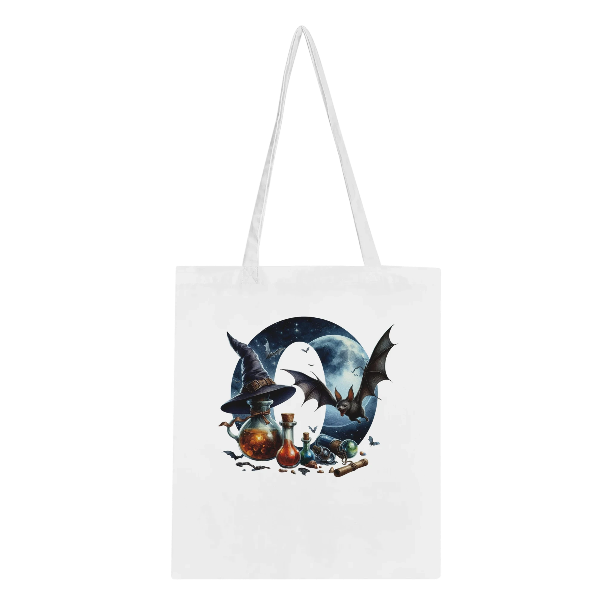 Halloween Alphabet Letter Cotton Tote Bag - Custom Initial Spooky Canvas Bag