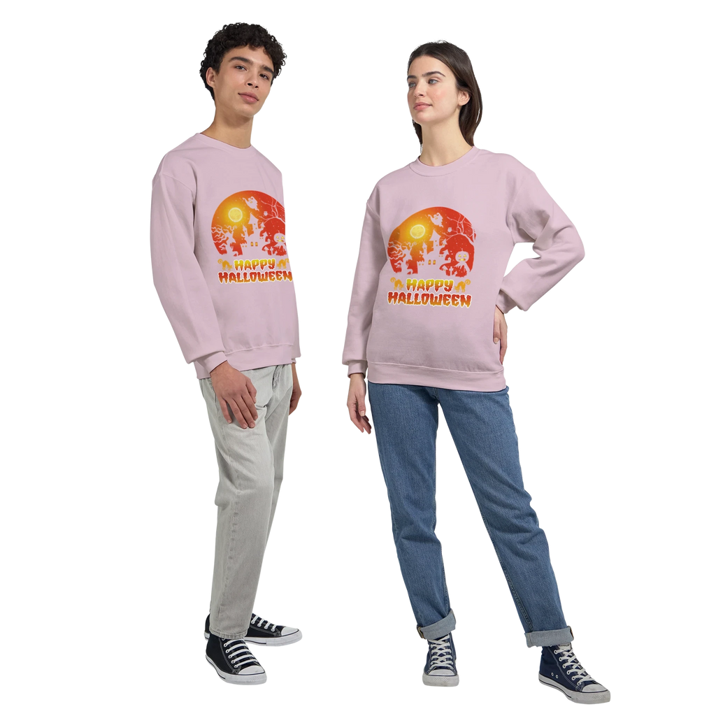 Happy Halloween Sweatshirt - British English Orange Graphic Holiday Crewneck