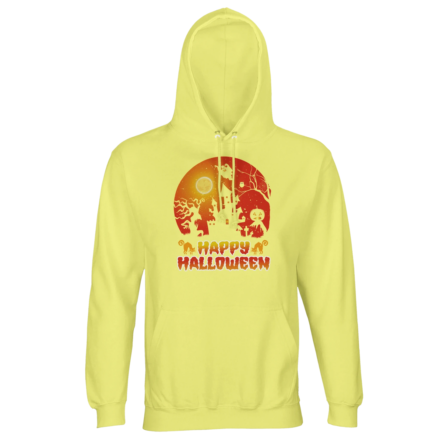 Happy Halloween Sunset Hoodie – Eco-Friendly Unisex Hooded Sweatshirt