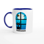 Halloween Window Ceramic Mug – 11oz Glossy Two-Tone Drinkware