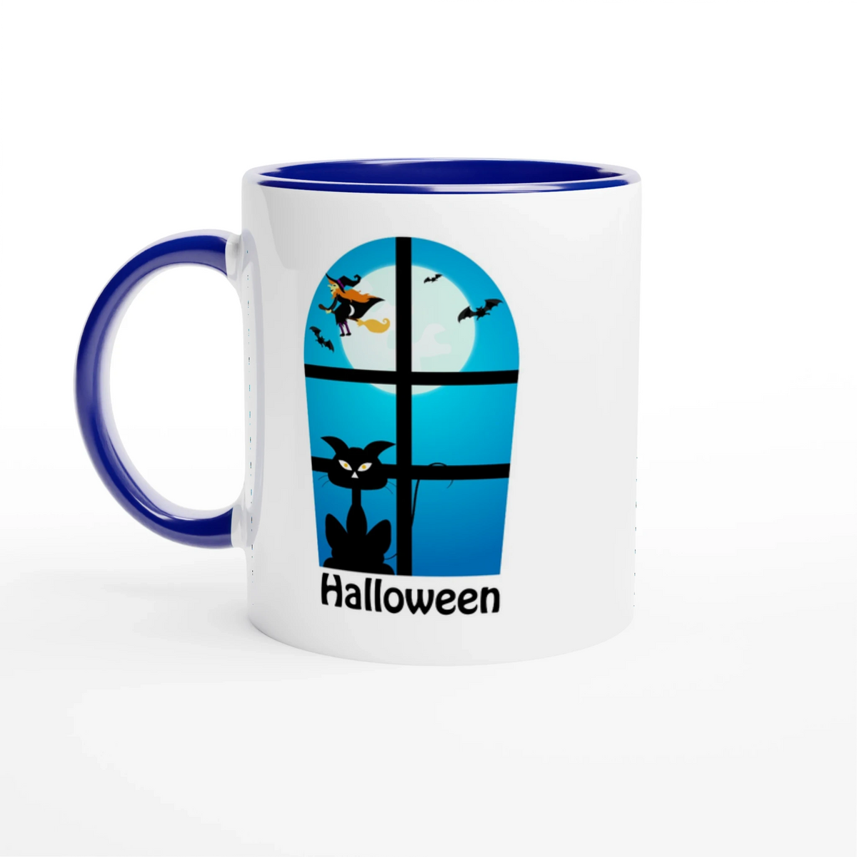 Halloween Window Ceramic Mug – 11oz Glossy Two-Tone Drinkware