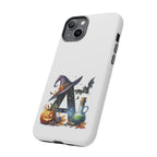 Halloween Witch Initial Phone Case - Letter A Pumpkin, Bat & Potion Cute Fall Phone Cover