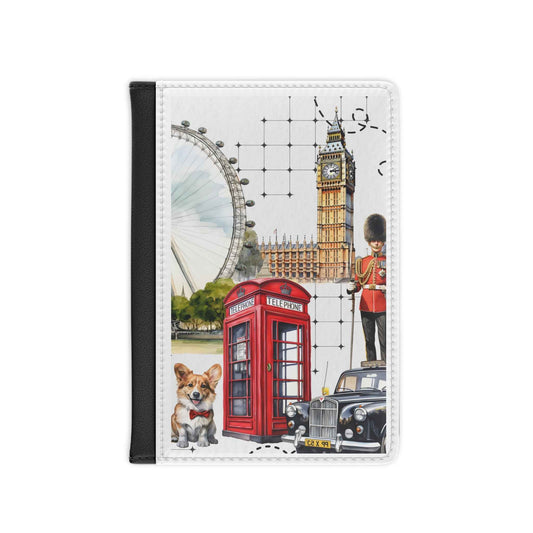 London Icons Passport Cover — Big Ben, Red Phone Box & Corgi Travel Holder
