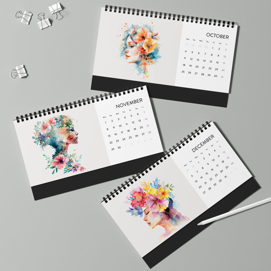 Flower Girl 2027 Desk Calendar — Simplex Spiral Desk Planner