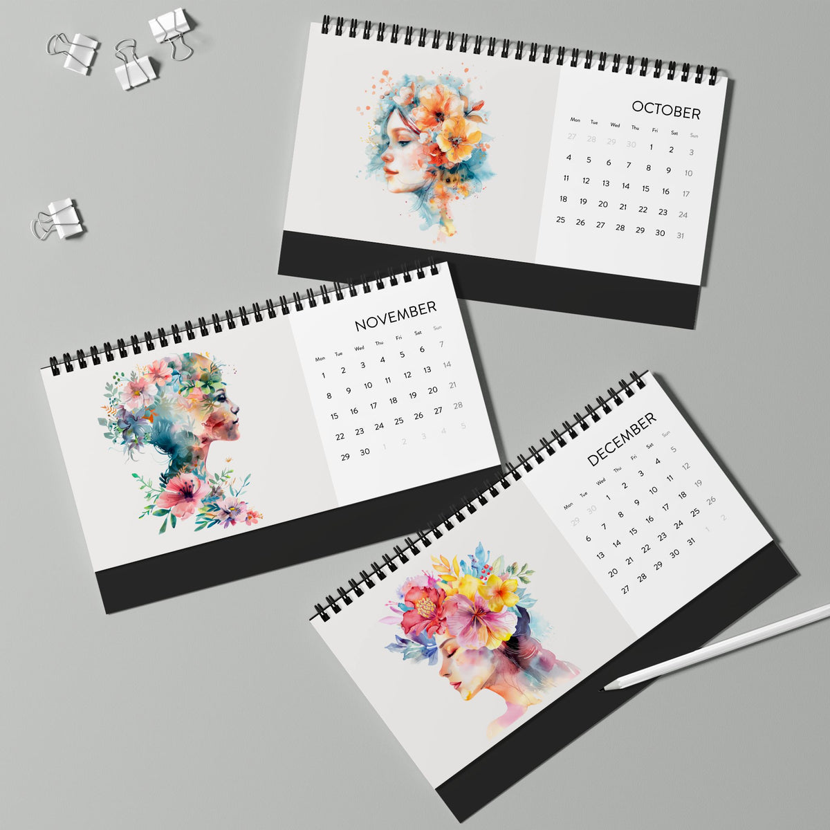 Flower Girl 2027 Desk Calendar — Simplex Spiral Desk Planner