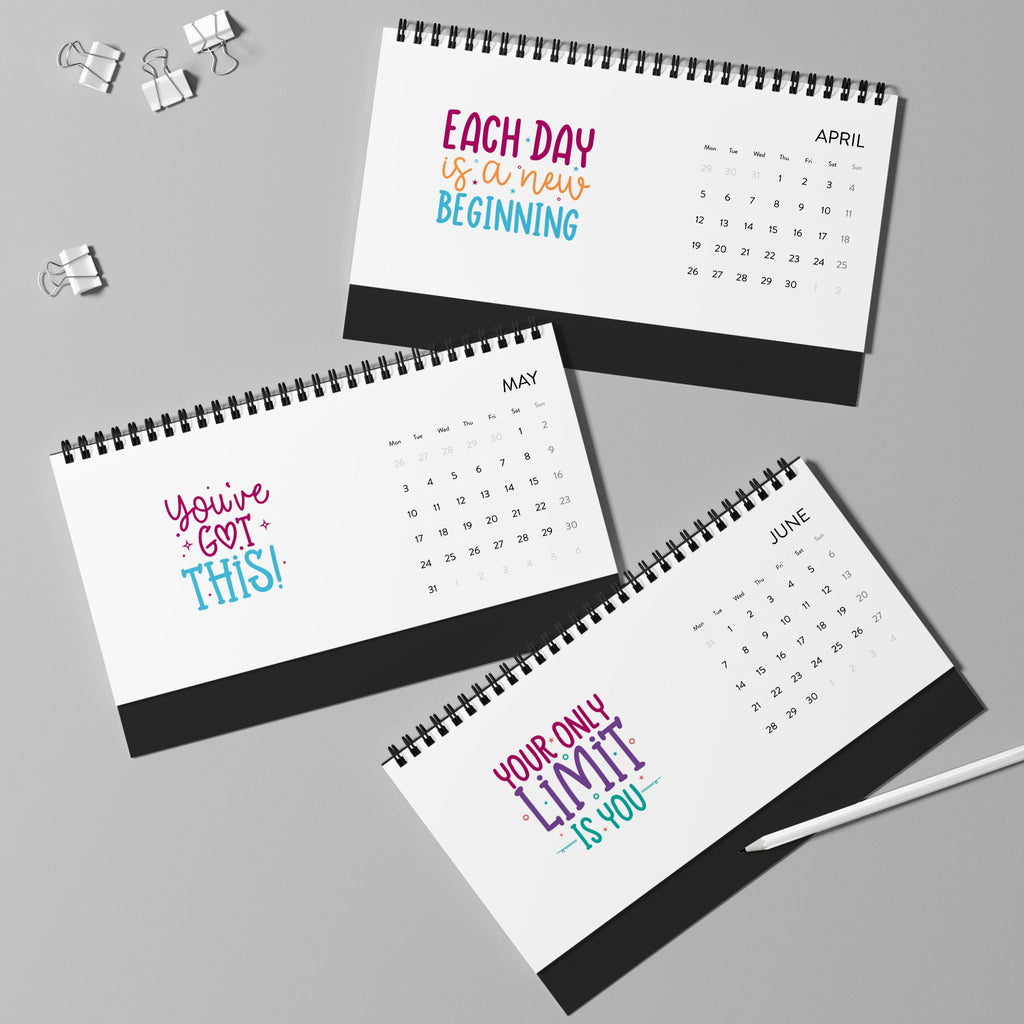 Inspirational Quotes Desk Calendar 2027 — Motivational Monthly Grid
