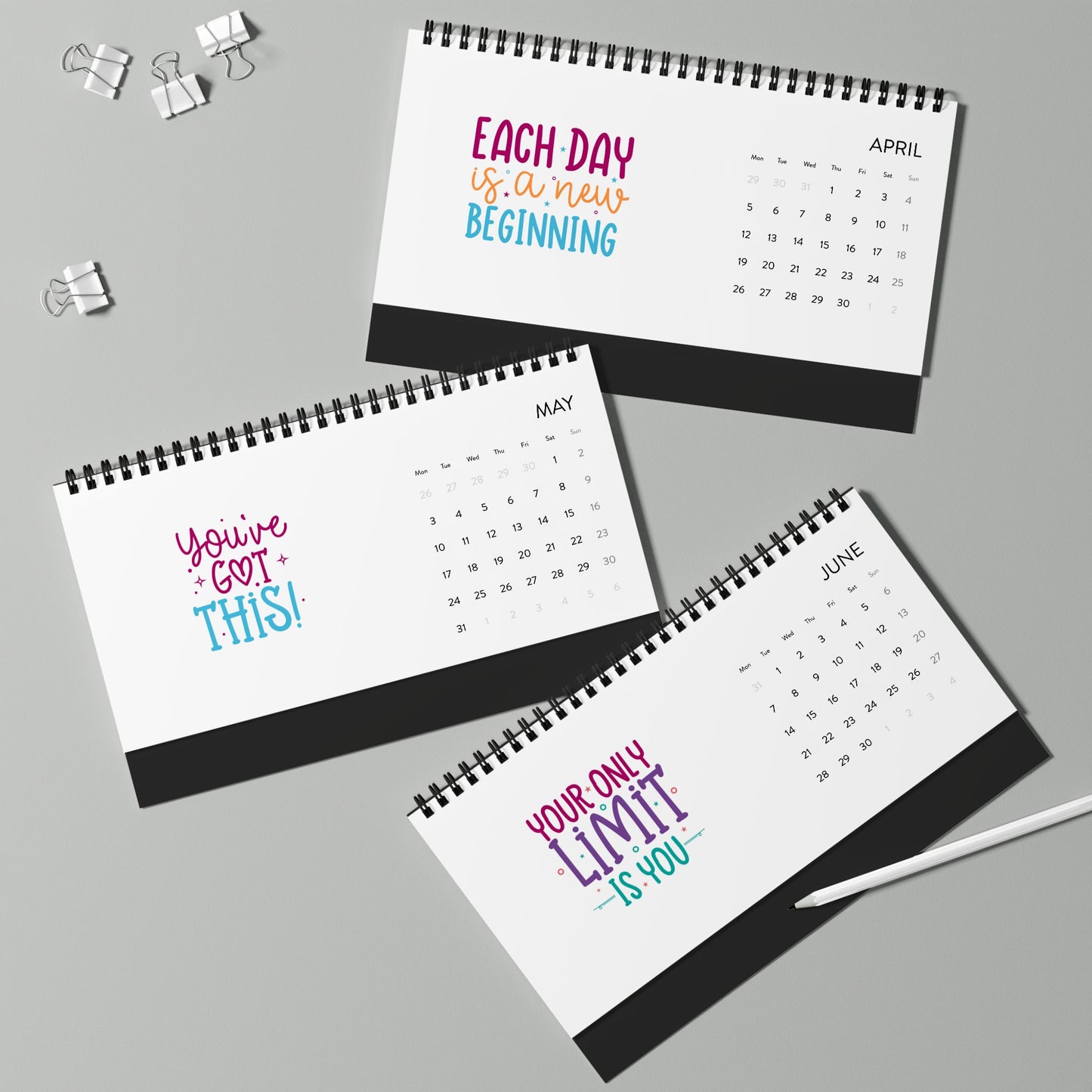 Inspirational Quotes Desk Calendar 2027 — Motivational Monthly Grid